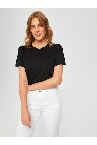 Faik Sönmez Kadın T-shirt B00002 Siyah