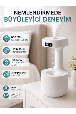 Anti Yerçekimi Su Damlası Hava Nemlendirici 800 Ml Ultrasonik Aroma Difüzör Sarı
