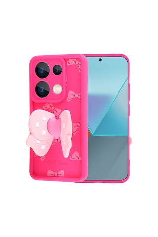 Xiaomi Redmi Note 13 Pro 4g Uyumlu Kanatlı Kelebek Figürlü Standlı Kadın Telefon Kılıfı Kapak
