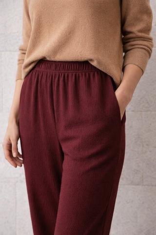Ivoire Wear Kadın Beli Lastikli Bürümcük Pantolon Bordo