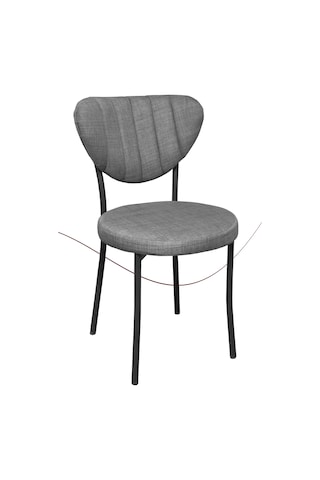 Nemeron Elit Mutfak Sandalyesi Keten Kumaş Metal Sandalye Silinebilir Kafe Salon Sandalyesi - Gri Gri