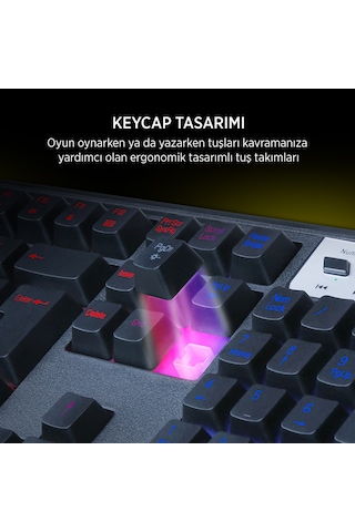 James Donkey JDK104 Rainbow Membran Türkçe Q Gaming 104 Tuş Siyah Klavye