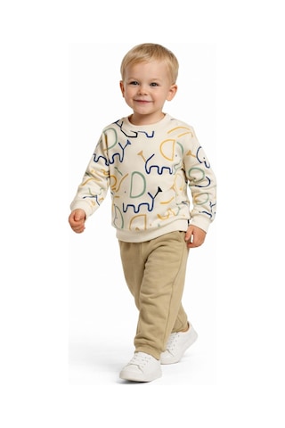 Baglan Erkek Çocuk Önü Baskılı Sweatshirt Ve Eşofman Alt Takım Bgl-st05254 Camel