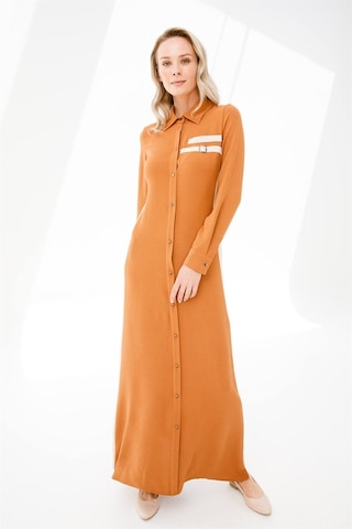 Yanları Garnili Gizli Patlı Elbise Taba-taba