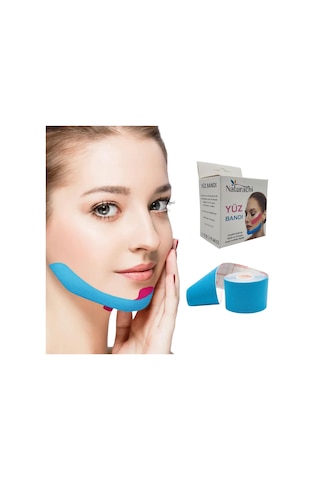Beauty Tape Yüz Yogası İçin Face Tape Yüz Germe Bandı Mavi Renk