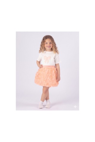 Nehirim Kids Kız Çocuk Kısa Kol Taşlı Fiyonklu Tütü Prenses Etek Doğum ,düğün , Özel Gün Yazlık Abiye 2-3-4-5 Yaş Elbise Somon