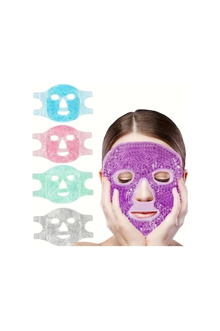 Terapi Jel Yüz Maskesi Soğuk Ve Sıcak Boncuklu Ayarlanabilir Maske Mor