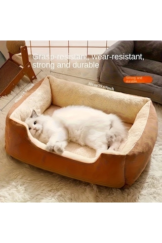 Honeybeeshop Rahat Evcil Hayvan Yatağı Pembe Kare Yuva Yüksek Kalite Xxl Boy 80x60cm Küçük Orta Boy Köpekler İçin Tüm Mevsimler