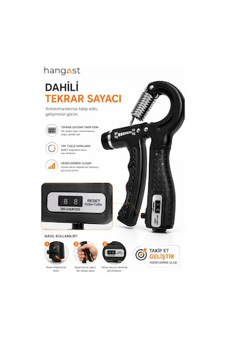 Sayaçlı El Yayı 10-60 Kg Ayarlanabilir Hand El Kavrama Güçlendirici Bilek, Parmak Ve Ön Kol Egzersiz Aleti Siyah