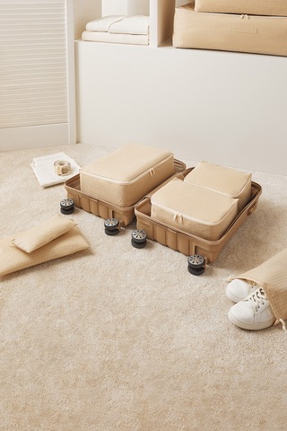 Home Wave 6'lı Bej Pötikare Bavul İçi Düzenleyici Set Bej