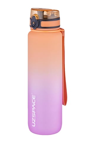 Uzspace 2'li Tritan Matara Seti 1000ml Büyük Boy Çift Renk Softtouch Ff Collection Tritan Su Matarası Mor Turuncu - Sarı Lacivert