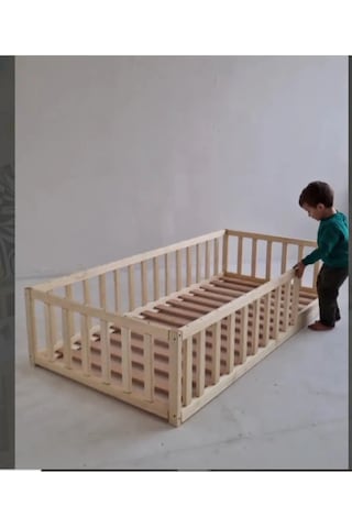 Pinoxi Masif Ahşap Naturel Karyola Çocuk Yatağı 90 x190 CM