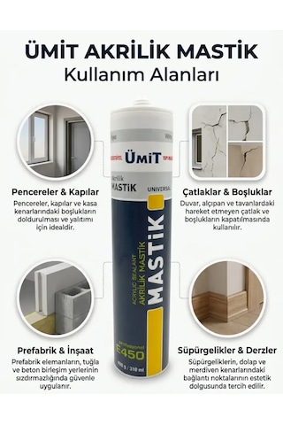 Boyanabilir Beyaz Akrilik Mastik 450 Gr Kapı Pencere Ve Duvar Dolgu Malzemesi