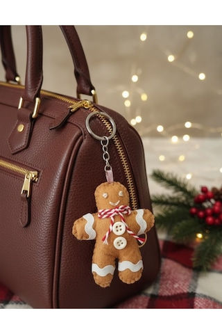 1 Adet El Yapımı Keçeden Ginger Bread Anahtarlık