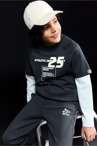 Defacto Erkek Çocuk Oversize Geniş Kalıp Bisiklet Yaka Baskılı Skuba Dalgıç Kumaş Sweatshirt G6140a826spbk81 Siyah-bk81
