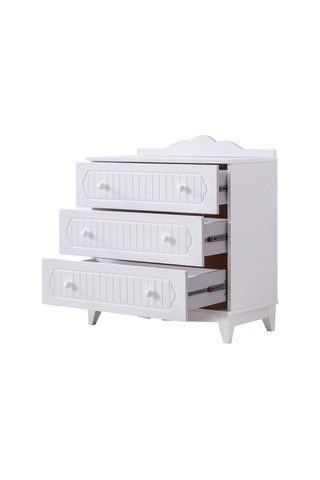 Şifonyer, Flower 3 Çekmeceli Şifonyer - Beyaz Beyaz