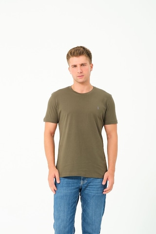 Erkek Basic Göğüs Nakış Detaylı Standart Fit Normal Kesim %100 Pamuk T-shirt Gri Melanj