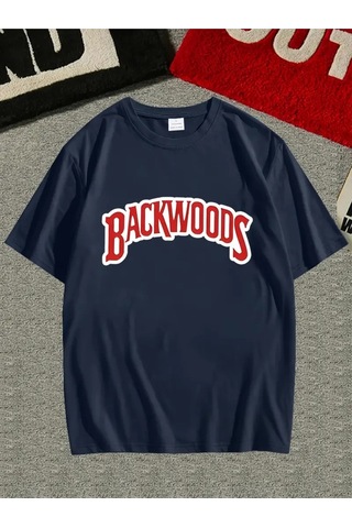 Flood Of Style Erkek Lacivert Backwoods Baskılı Oversize