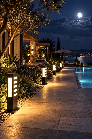 Siyah Metal Bahçe Aydınlatma Direği 50 Cm 220v Gün Işığı Led Yürüyüş Yolu Ve Peyzaj Lambası