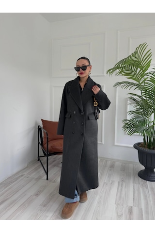 Keymoda Kadın Premium Kalite Kaşe Kaban Siyah Siyah