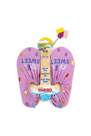 Haribo Lisanslı Ayıcık Desenli Geçmeli Kız Deniz Ayakkabısı Pudra