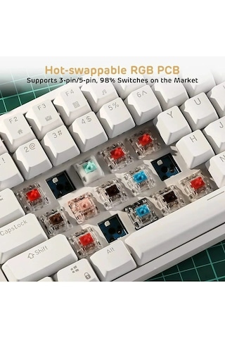 K-620 Ayrılabilir Type-c Kablolu Brown Switch Hot Swap Mekanik Klavye