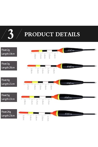 Ftk Barguzinsky Köknar Sarı Siyah 10 Adet/grup Balıkçılık Şamandıra Uzunluğu 15.5-17 Cm Şamandıra Ağırlığı 2g-6g Float 2g Length 19cm