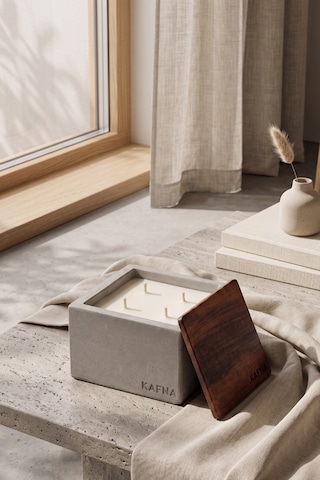 Kafna Büyük Boy Beton Mum Doğal Ahşap Kapaklı Minimalist Dekor Mum Diğer