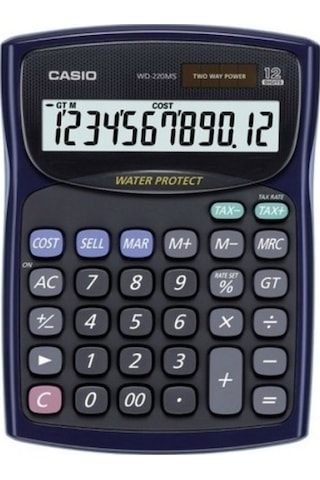 Casio WD-220MS-BU Masaüstü Suya ve Toza Dayanıklı 12 Hane Hesap Makinesi