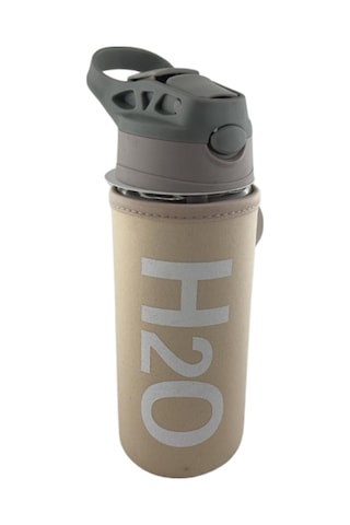 H2o Kılıflı Pipetli Cam Matara 500 Ml Bej