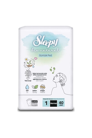 Sleepy Bio Natural Premium Plus Günlük Ped Normal 40 Adet Ped