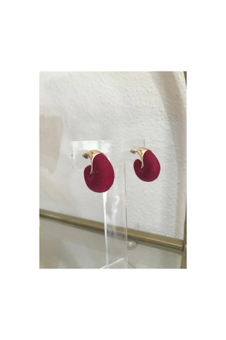 Linalya Jewelry Halka Küpe Bordo - Model 279