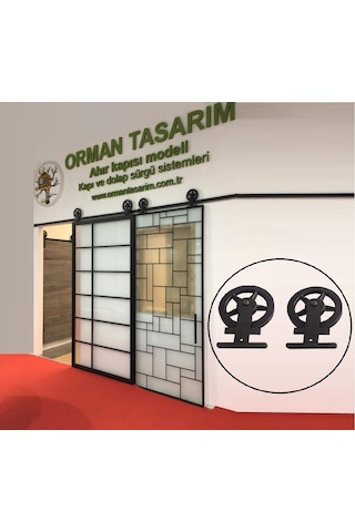 Orman Tasarım Ahır Kapısı Üstten Montajlı Makara Modeli Sürgü