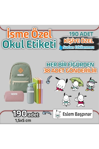 Kapbirhediye Okul Etiketi Isme Özel Kalem Defter Etiketi Sevimli Köpek Temalı 190 Adet Çok Renkli