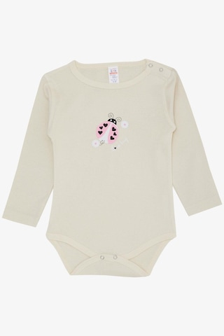 Breeze Kız Bebek Çıtçıtlı Zıbın Body Kalpli Uğur Böceği Baskılı 9 Ay-3 Yaş, Ekru-ekru Ekru