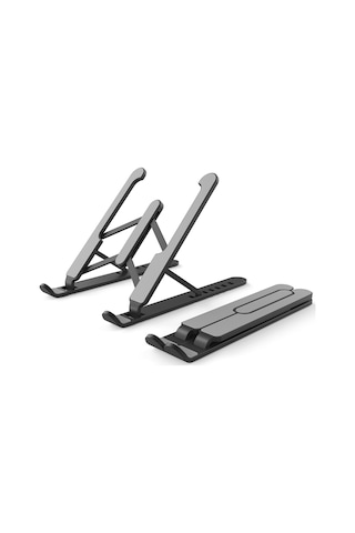 Fosenze Laptop Ve Tablet Için Katlanabilir Isıtma Dağıtıcı, 7 Seviye Yükseklik Ayarı, 16 İnç Altı Cihazlar İçin Siyah Abs Stand