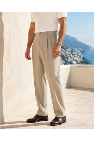 Danger Erkek Baggy Fit Pileli Kumaş Pantolon Bej 0172dngr