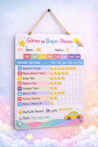 Kişiye Özel Montessori Görev Ve Başarı Panosu - Yaz-sil Hediyeli 30x40 Cm Kalem + Sticker08