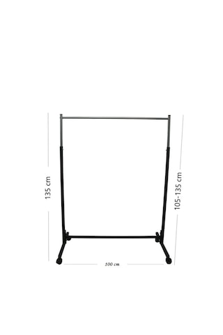 Paslanmaz Tekerlekli Siyah Metal Konfeksiyon Elbise Kıyafet Siyah