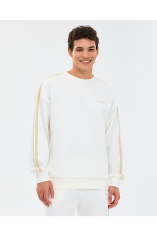 Skechers M Lw Fleece Crew Neck Sweatshirt Erkek Beyaz Sweatshirt S2610103-3855 Beyaz