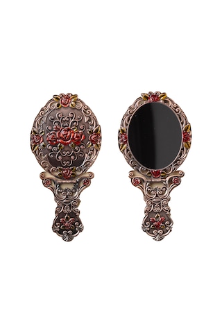 Otantik İşlemeli Taşlı Zamak Döküm Katlanır El Aynası Hürrem Ayna