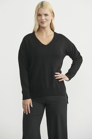 Sementa Oversize V Yaka Triko Kazak - Siyah Siyah