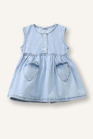 Defacto Aplike Kolsuz Jean Elbise Kız Bebek H6590a526hsnm39 Mavi-nm39