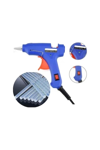 Anahtar Korumalı 20w Sıcak Silikon Tabancası + 10 Adet 7mm İnce Mum Silikon 15 Cm Hediyeli