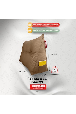 Yatak Başı Yastığı Sırt Ve Bel Destek Yastığı 160 Cm Kahverengi