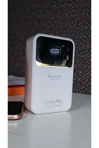 H006 20000 Mah Power Bank Pd 27w Ve Usb 100w Fast Hızlı Şarj Dahili Type C Ve Lightning Kablolu Dünya Standartlarına Uygun Polymer Batarya Birebir Amper Lcd Göstergeli Powerbank