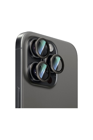 Apple Uyumlu iPhone 16 Pro Max Caseworld Alloy Two-color Serisi Lens Koruyucu Siyah
