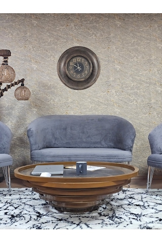 Zafir Teddy Takım Krom Kaplama Telli Ayak Çay Seti Koltuk - Berjer , Balkon, Salon, Ofis Gri