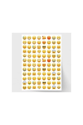 Karışık Emoji Sticker Seti, 1920 Adet İle Eğlenceli Tasarım Açık Ahşap
