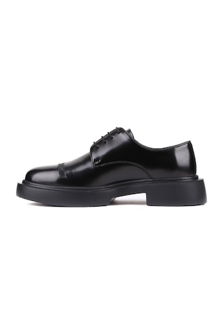 Shoetyle - Siyah Açma Deri Bağcıklı Erkek Klasik Ayakkabı 250-601-879-siyah